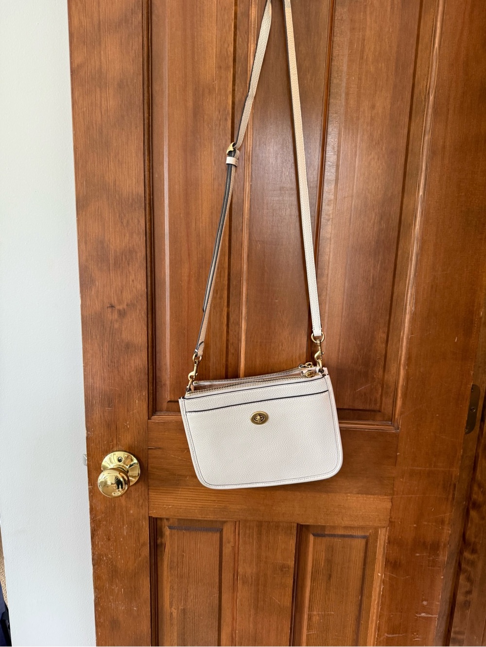 Classic Cream Crossbody Bag with Gold Hardware